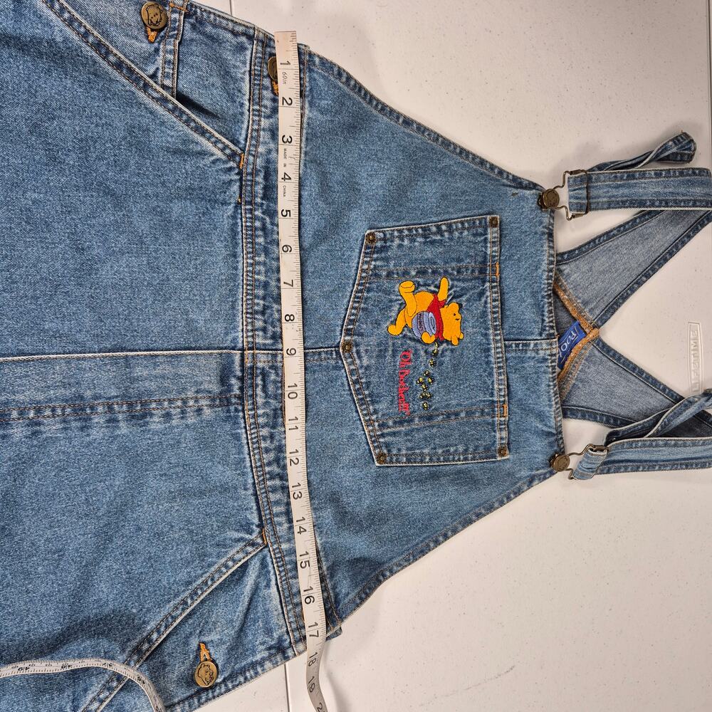 Winnie the Pooh Oh Bother Embroidered Blue Denim Carpenter Jeans Overalls Large - Picture 5 of 8
